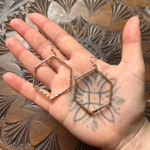 Gold-plated hexagonal earrings