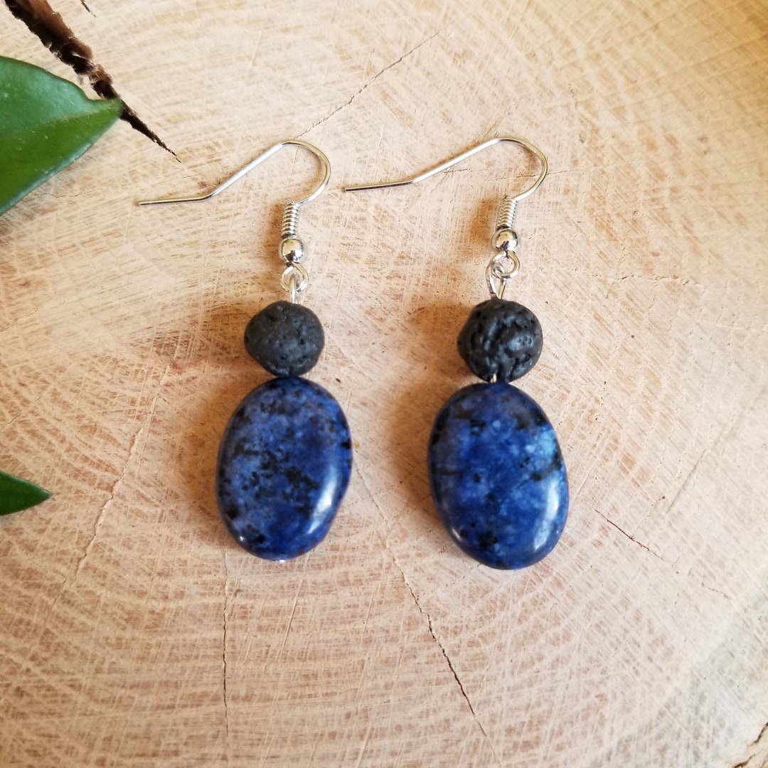 Aromatherapy Sodalite Earrings Essential Oil Diffuser Earrings, Crystal