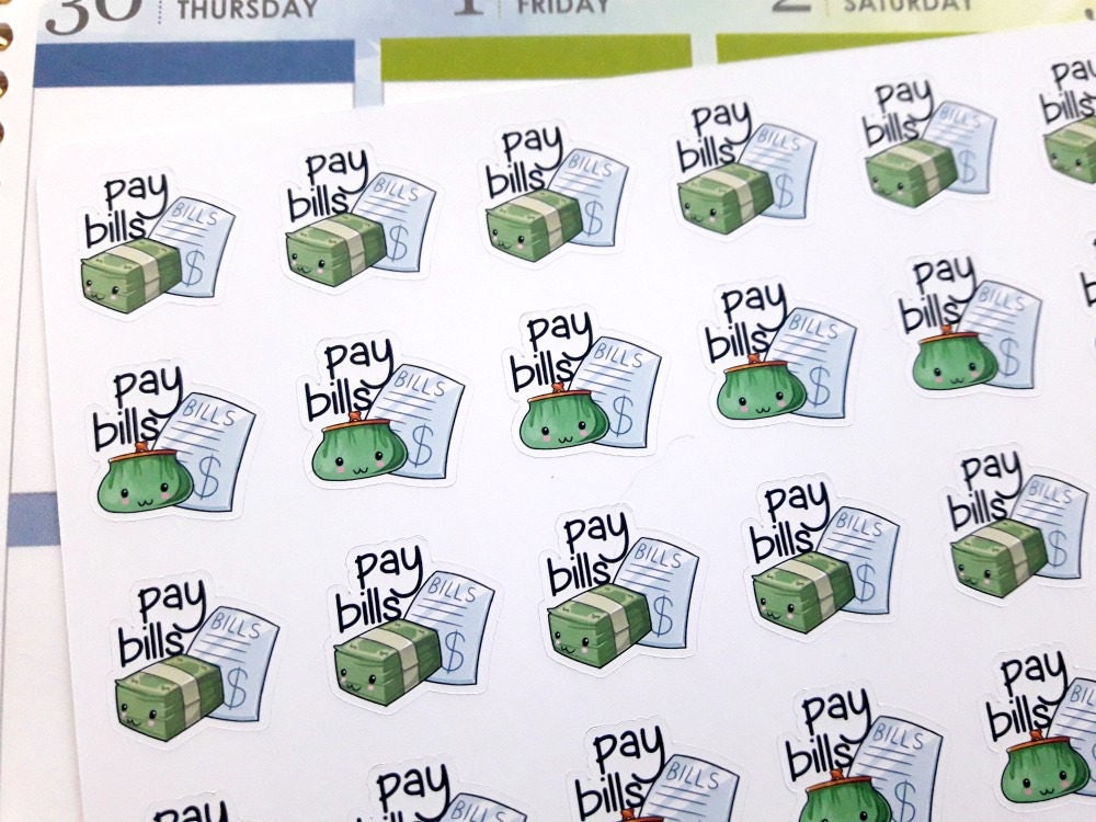 Pay bills stickers planner stickers bill stickers bill due | Etsy