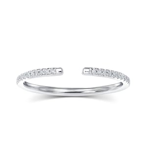 Open Wedding Band With Diamonds - 14k White Gold