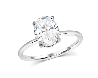 Oval Lab Diamond Solitaire Ring 14k