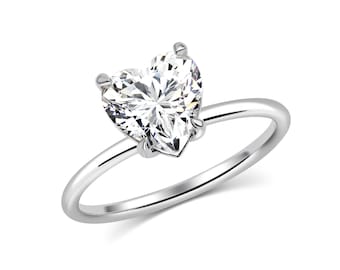 Heart Shape Lab Diamond Solitaire Ring 14k