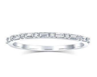 Baguette Wedding Band - 14k White, Yellow or Rose Gold