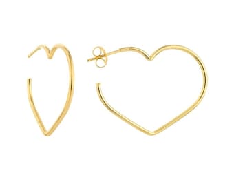 Open Heart Hoop Earrings