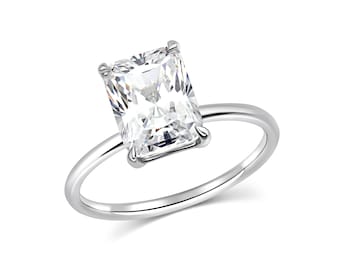 Emerald Cut Lab Diamond Solitaire Ring -  G color VS2 IGI report