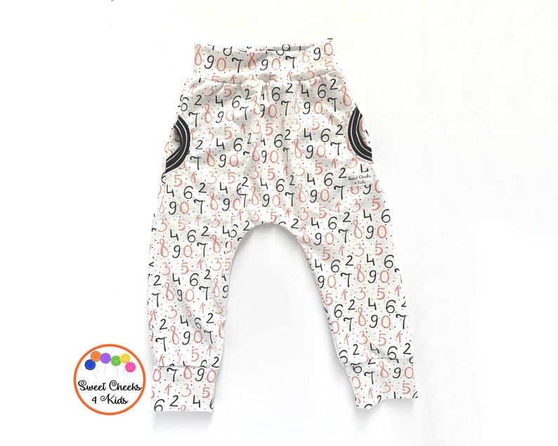 Numbers Harem Pants with Pockets for Girls