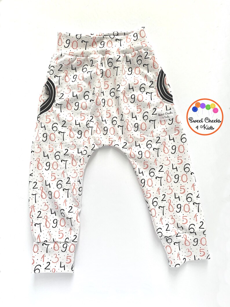 Numbers Harem Pants with Pockets for Girls