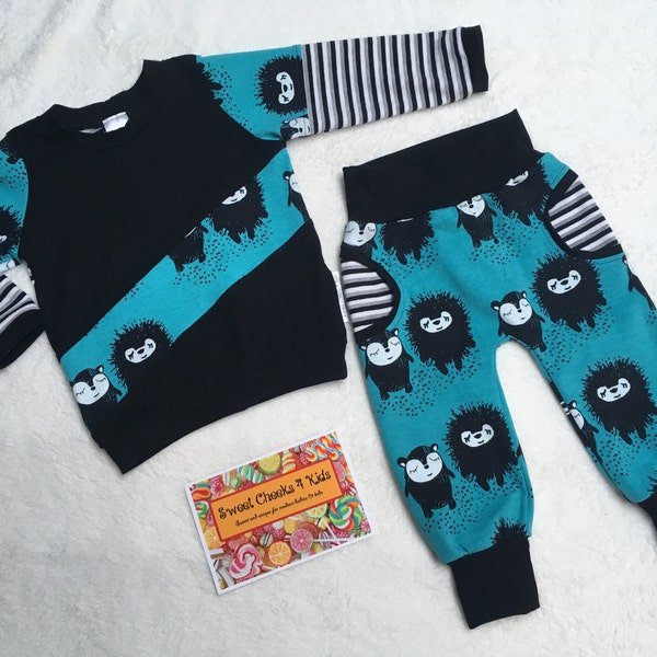 Baby Boy or Girl Jogger Set with Hedgehogs, Ready to Ship