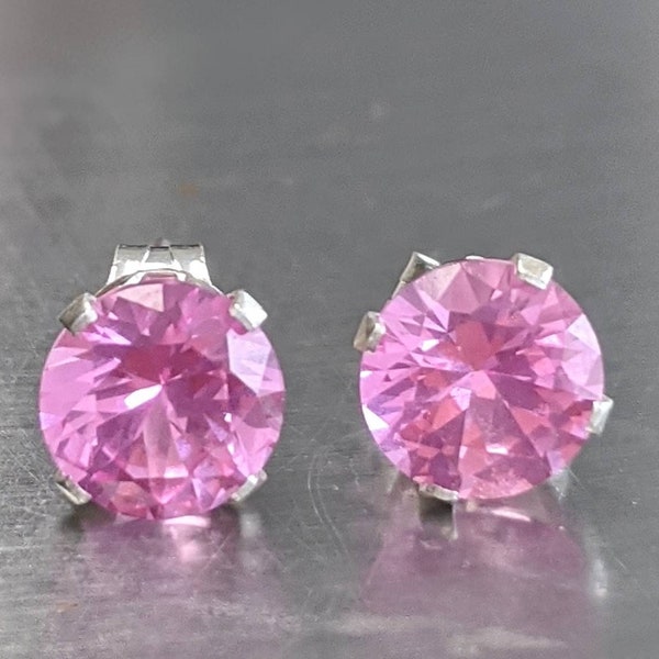 Real Pink Sapphire Stud Earrings Pink Sapphire Earrings 6mm Solid Silver or Solid Gold Women's Birthday Gift 2ct Genuine Sapphire Gemstones