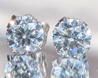 Boucles d'oreilles en diamants véritables de 4 mm à 8 mm - Pureté VSI, couleur D, solitaire classique, taille brillant - Élégant cadeau de Noël Certifié IGI