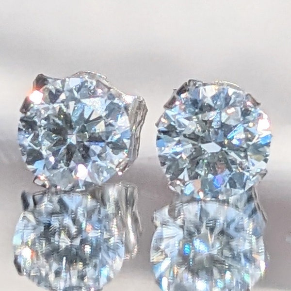 Boucles d'oreilles en diamants véritables de 4 mm à 8 mm - Pureté VSI, couleur D, solitaire classique, taille brillant - Élégant cadeau de Noël Certifié IGI