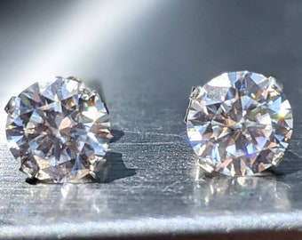 Aretes de diamantes de 6 mm y 1 quilate, piedras preciosas brillantes de talla redonda, accesorios de joyería elegantes, aretes de diamantes o moissanita genuinos para Navidad