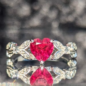 Heart Beat Ruby Ring Bermuda Ruby Statement Ring Pigeon Blood Ruby Heartache Healing Jewelry Self Love Promise Ring image 1