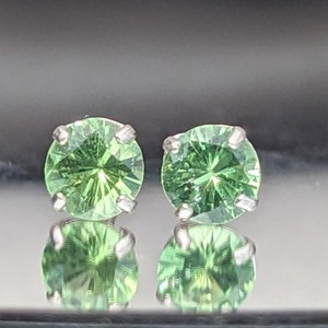 Genuine 4mm Green Tsavorite Garnet Stud Earrings Vibrant Natural Gemstone, January Birthstone, 14k Handmade Jewelry For Her Christmas Gift image 1