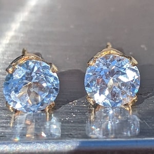 Real Aquamarine Stud Earrings 14k Gold Filled Round Cut Aquamarine Earrings For Her Valentine Gift Birthday Gift Gemstone Stud