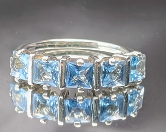 Véritable bague spinelle bleu de laboratoire - anneau infinity taille princesse 4 mm - style mère - pierre de naissance décembre cadeau d'anniversaire pour femme - cadeau de Noël