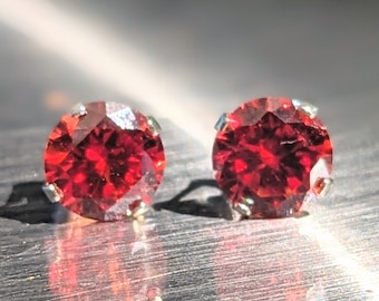 Dazzling 6mm 1ct Garnet-Colored Moissanite Stud Earrings – Captivating Fire and Elegance in Every Glance. Genuine Moissanite Stud Earrings