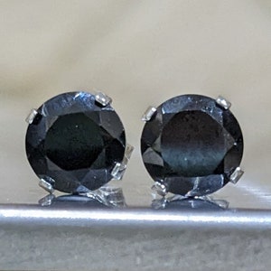 Natuurlijke zwarte Spinel Stud Oorbellen 6mm ronde geslepen zilveren of gouden echte zwarte Spinel hengsten voor hem of haar verjaardagscadeau voor vrouwen afbeelding 1