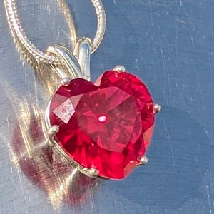 Crimson Heart Ruby Heart Solitaire Pendant 9.38ct Love Symbol Charm Bermuda Ruby Necklace Romantic Gift Part of the Black Collection image 1