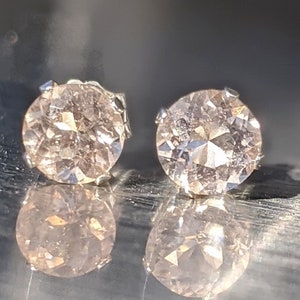 Morganite Stud Earrings Sterling Silver 4.5mm Round Stud Earrings For Womens Birthday Gift. Minimalist Gift. Mens Stud Earrings