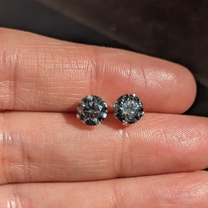 Certified Grey Real Moissanite Earrings VVSI Silver or gold Round Cut 6mm 2ct Studs Birthstone Earrings Man Or Women Diamond Studs Earrings image 5