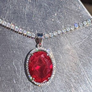 Real ruby pendant 9ct pigeon blood ruby necklace