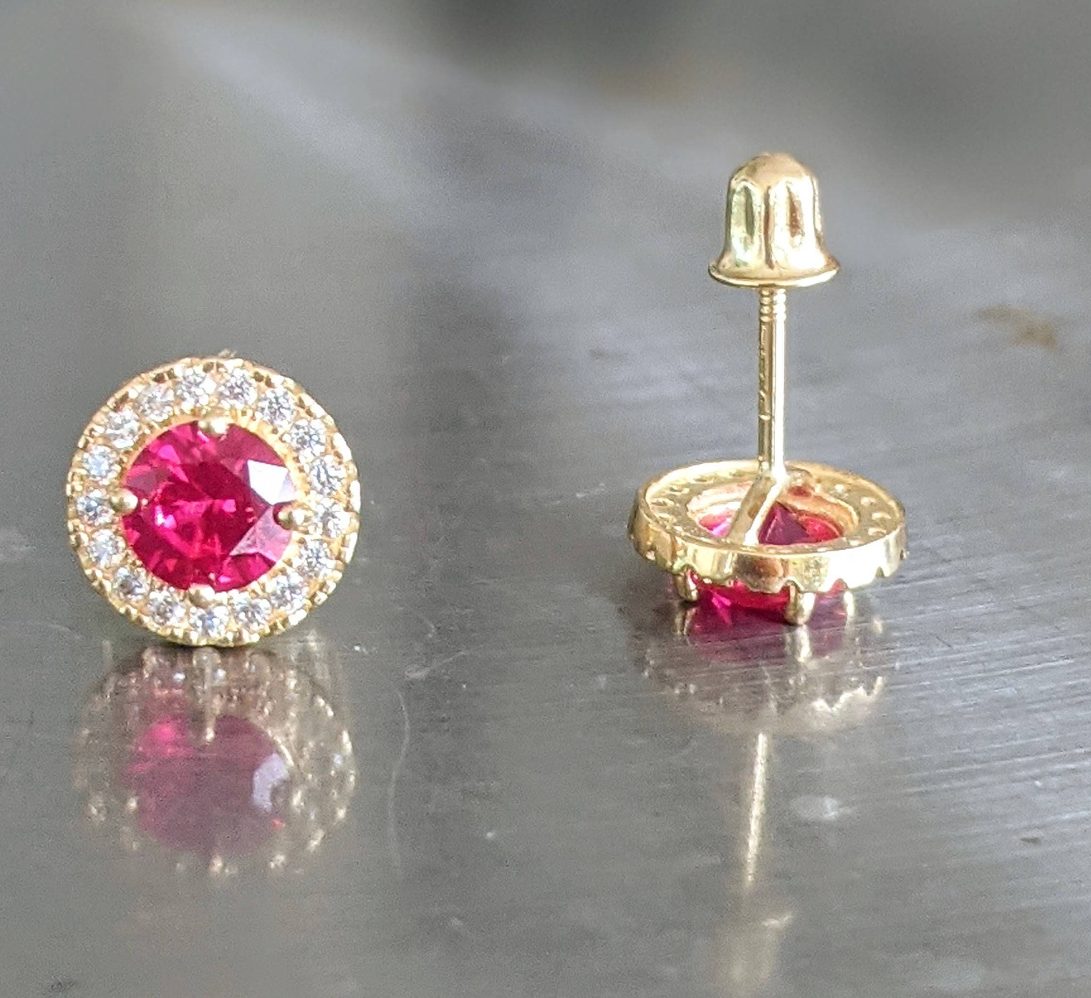 Real Ruby Earrings 5mm Pigeon Blood Red Stud Earrings Solid | Etsy