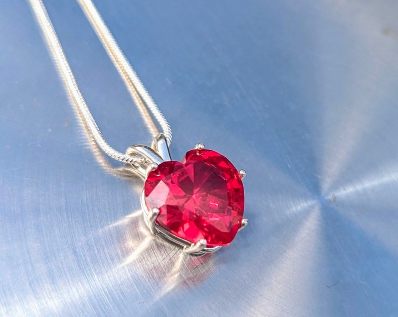 Crimson Heart Ruby Heart Solitaire Pendant 9.38ct Love Symbol Charm Bermuda Ruby Necklace Romantic Gift Part of the Black Collection image 8
