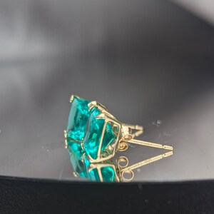 Colombian Emerald Stud Earrings With Lab Certificate 7mm Princess Cut Stud Earrings Silver Or 14k Emerald Earrings For Her Birthday Gift 画像 3