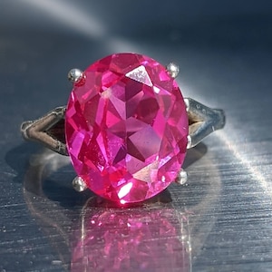 Anillo de zafiro rosa brillante real Tamaño 6 Anillo de zafiro esterlina o oro de 14 k Corte ovalado 10x12 mm 5 ct Zafiro rosa Regalo de aniversario de cumpleaños para mujer imagen 1