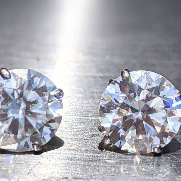 Elegant 8mm 2ct Diamond Stud Earrings | Round Cut | Timeless Gemstone Jewelry Genuine Diamond or Moissanite Stud Earrings For Her Christmas