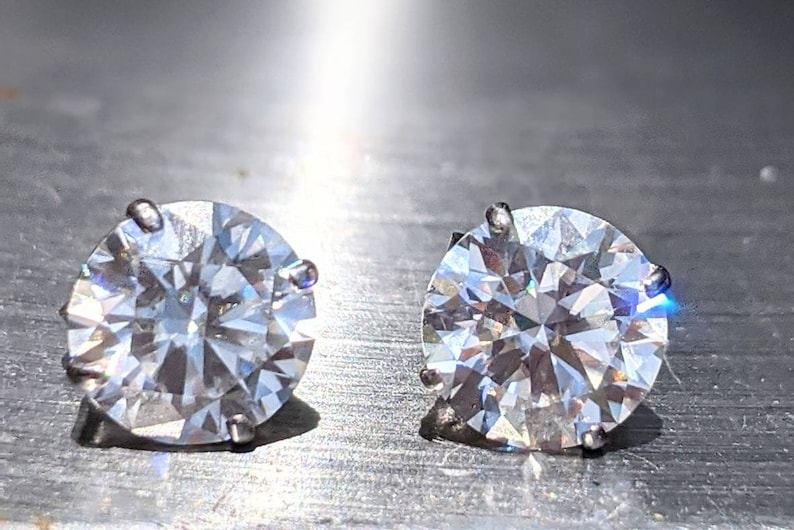 Elegant 8mm 2ct Diamond Stud Earrings Round Cut Timeless Gemstone Jewelry Genuine Diamond or Moissanite Stud Earrings For Her Christmas image 1