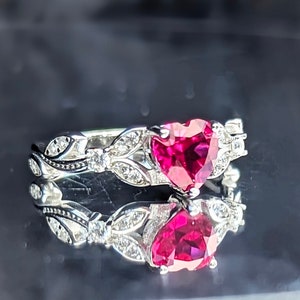 Heart Beat Ruby Ring Bermuda Ruby Statement Ring Pigeon Blood Ruby Heartache Healing Sieraden Self Love Promise Ring afbeelding 3