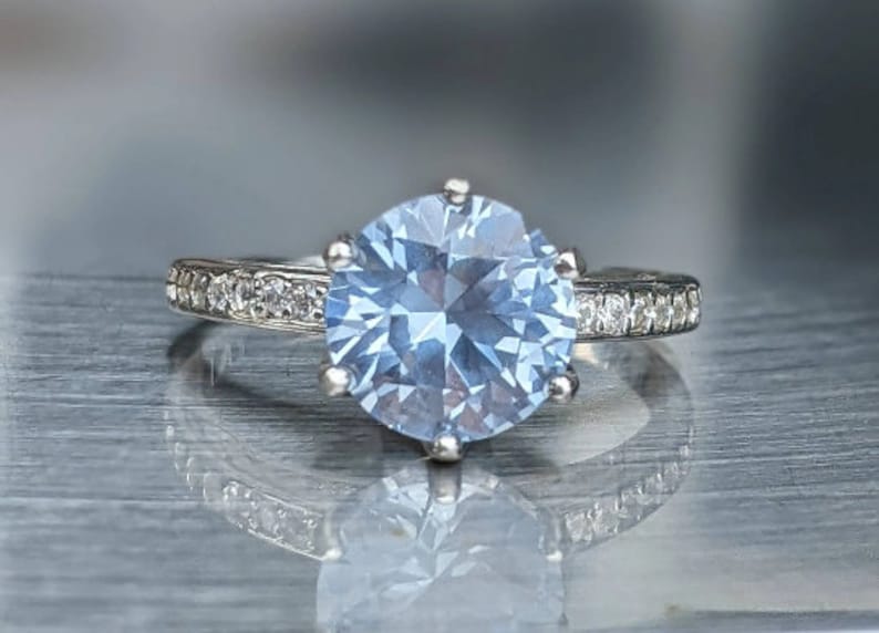 Pendentif spinelle bleu clair 3 carats en argent sterling 10 mm, coupe ronde, style minimaliste pour cadeau d'anniversaire pour femme, bijoux de mariée bleus image 8