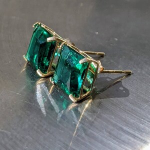 Zambian Emerald Stud Earrings 7mm 1.90ct Princess Cut For Womens Birthday Gift Emerald Square Earrings For Christmas Gift Bridal Jewelry zdjęcie 7