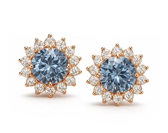 Blue Spinel Stud Earrings 14K Rose Gold | Rare Blue Gemstone Studs | Healing Crystal Jewelry | Elegant Gift for Her