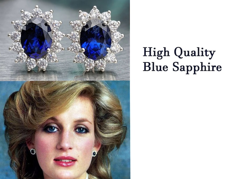 Royalty Repulica Princess Diana Celebrity Inspired Real Blue Sapphire Pendant With Halo 9.30ct Oval Cut Mother's Day Gift Lady Di Necklace zdjęcie 7