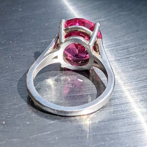 Real Bright Pink Sapphire Ring Size 6 Sapphire Ring Sterling or 14k Gold Oval Cut 10x12mm 5ct Pink Sapphire Womens Birthday Anniversary Gift image 5