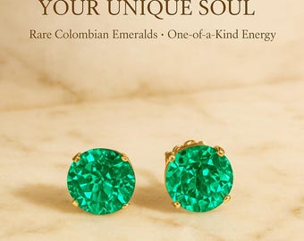 Colombian Emerald Stud Earrings - Heart Chakra Healing - 6mm Fine Jewelry - Luxury Gemstone Studs for Abundance