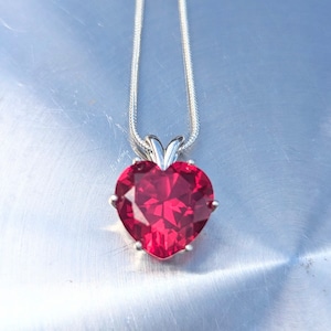 Crimson Heart Ruby Heart Solitaire Pendant 9.38ct Love Symbol Charm Bermuda Ruby Necklace Romantic Gift Part of the Black Collection image 3