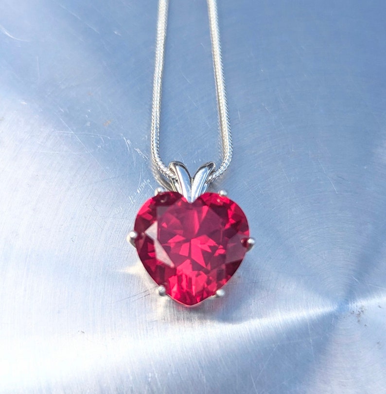 Crimson Heart Ruby Heart Solitaire Pendant 9.38ct Love Symbol Charm Bermuda Ruby Necklace Romantic Gift Part of the Black Collection image 3