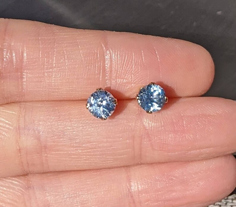 Real Aquamarine Stud Earrings 14k Gold Filled 5.5mm 0.66ct Etsy