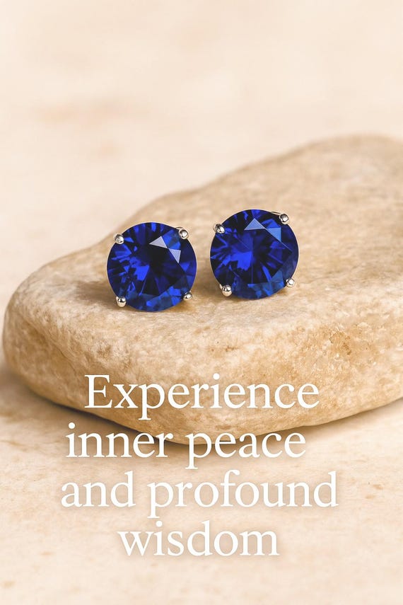 Orecchini A Bottone Con Zaffiro Ovale 14K - Orecchini Con Zaffiro - Foto 12