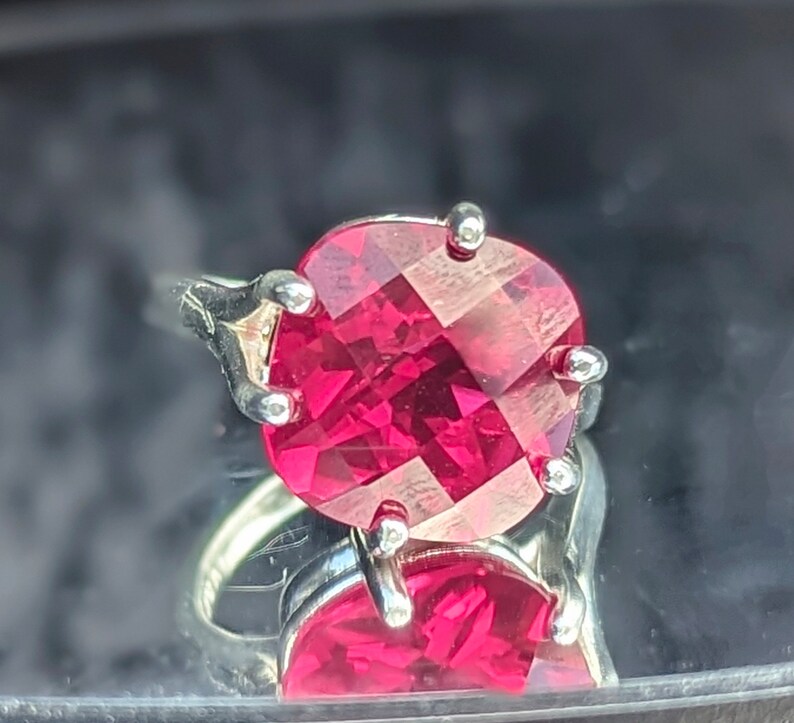 Scarlet Majesty Ring Bermuda Ruby Cushion Cut Checkerboard Ring Bold Elegance Heirloom Quality Ruby Gemstone Statement Fashion Ring Lux image 5