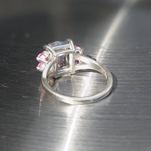 Mystic Topaz Ring met roze saffier Prachtige Emerald Cut 14k of Sterling Grote Cocktail Ring Natuurlijke Edelsteen Sieraden voor haar verjaardagscadeau afbeelding 6