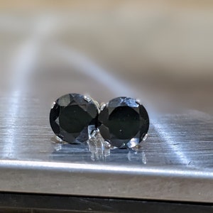 Natuurlijke zwarte Spinel Stud Oorbellen 6mm ronde geslepen zilveren of gouden echte zwarte Spinel hengsten voor hem of haar verjaardagscadeau voor vrouwen afbeelding 7