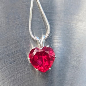 Crimson Heart Ruby Heart Solitaire Pendant 9.38ct Love Symbol Charm Bermuda Ruby Necklace Romantic Gift Part of the Black Collection image 5