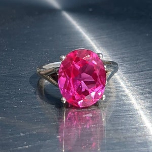 Real Bright Pink Sapphire Ring Size 6 Sapphire Ring Sterling or 14k Gold Oval Cut 10x12mm 5ct Pink Sapphire Womens Birthday Anniversary Gift imagem 3