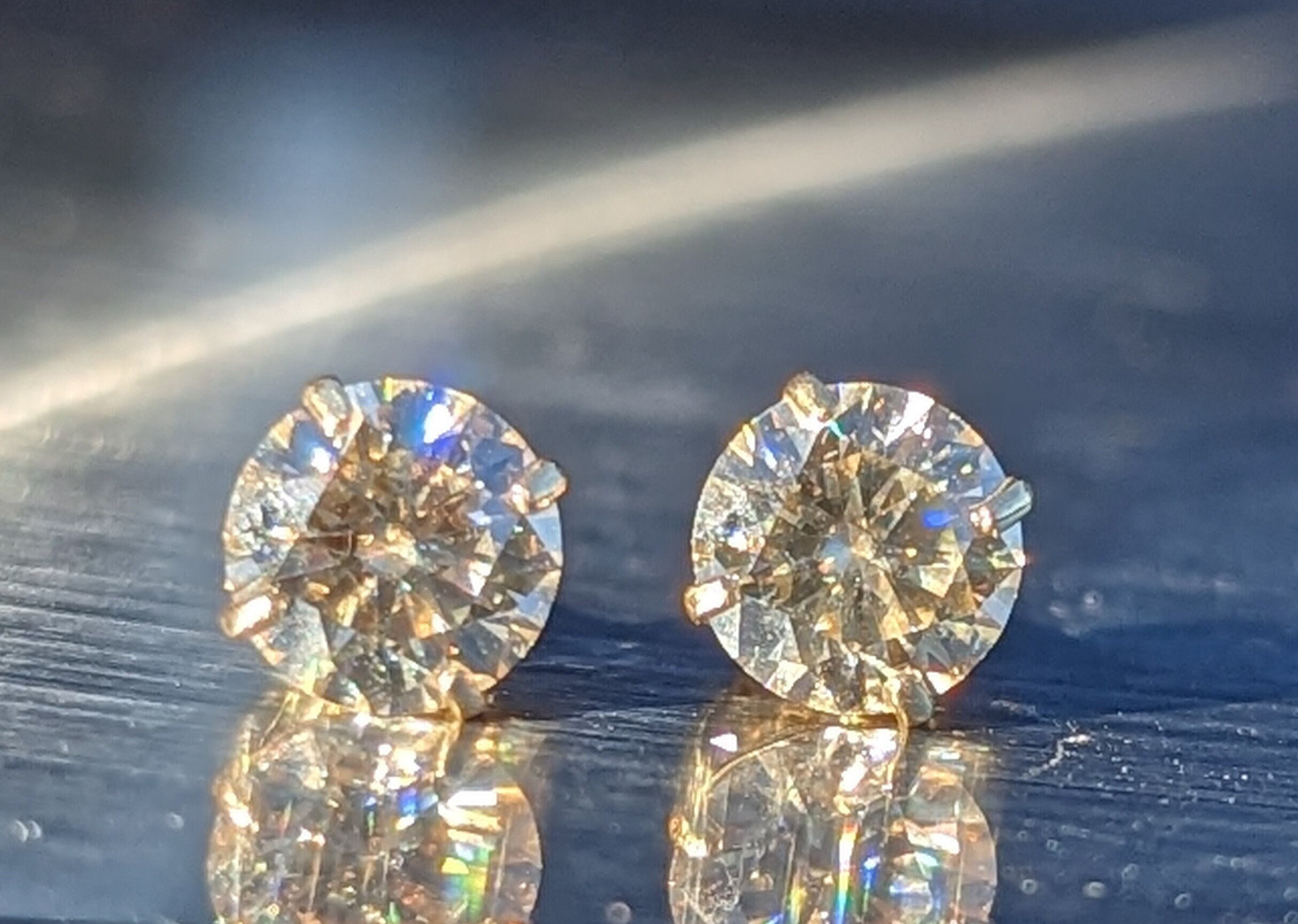 Champagne Moissanite Earring | Round Moissanite Stud Earring