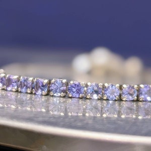 Natural Tanzanite Tennis Bracelet 3mm Unheated Tanzanite Bracelet December Birthstone 24th Anniversary  Blue Bridal Jewelry Birthday Gift